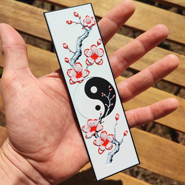 Tia Craft Yin Yang ve Kiraz Çiçeği Motifli 3D Kitap Ayracı Dekoratif Hediyelik
