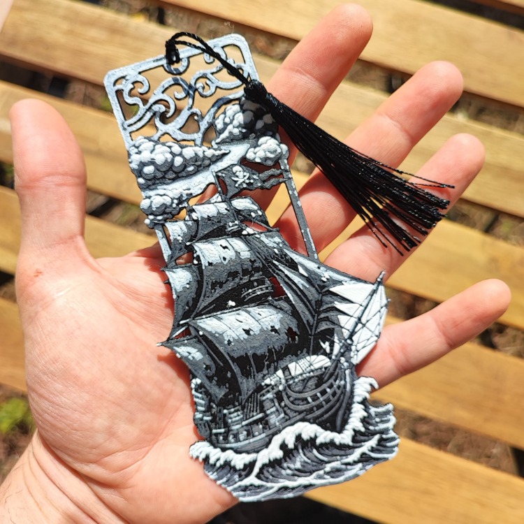 Tia Craft Korsan Gemisi Motifli 3D Kitap Ayracı Püsküllü Dekoratif Hediyelik
