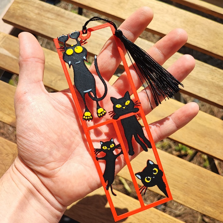 Tia Craft Siyah Kediler Motifli 3D Kitap Ayracı Püsküllü Dekoratif Hediyelik