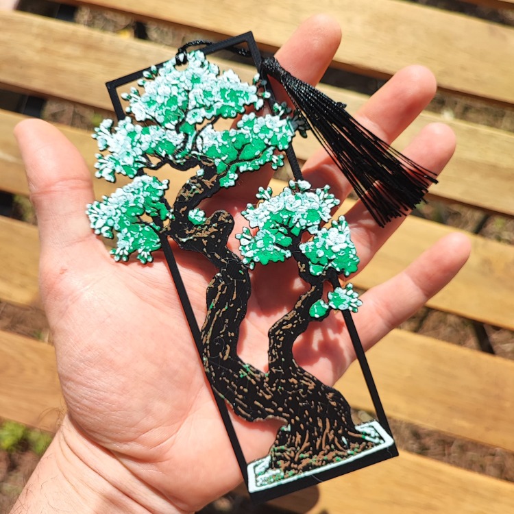 Tia Craft Bonsai Ağacı Motifli 3D Kitap Ayracı Yeşil Püsküllü Dekoratif Hediyelik