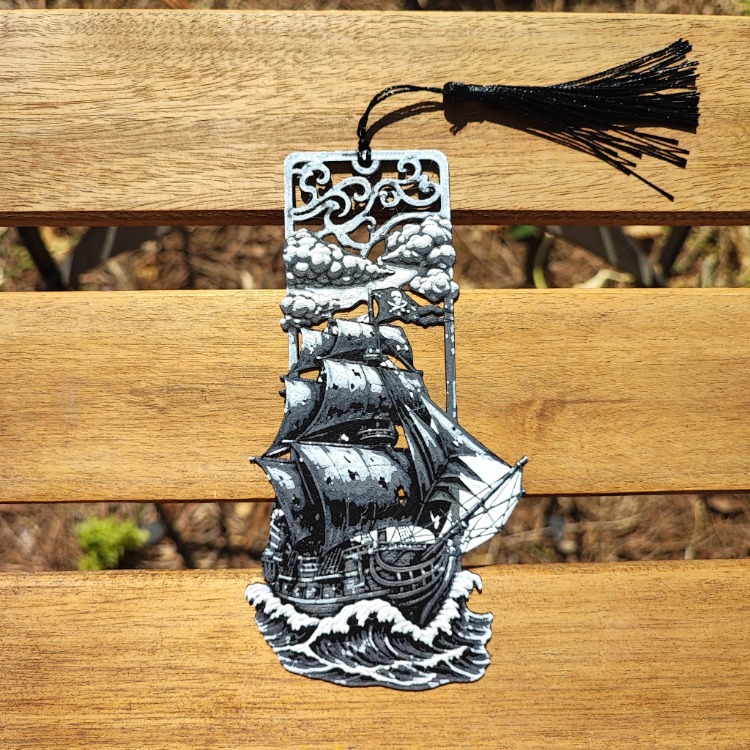 Tia Craft Korsan Gemisi Motifli 3D Kitap Ayracı Püsküllü Dekoratif Hediyelik