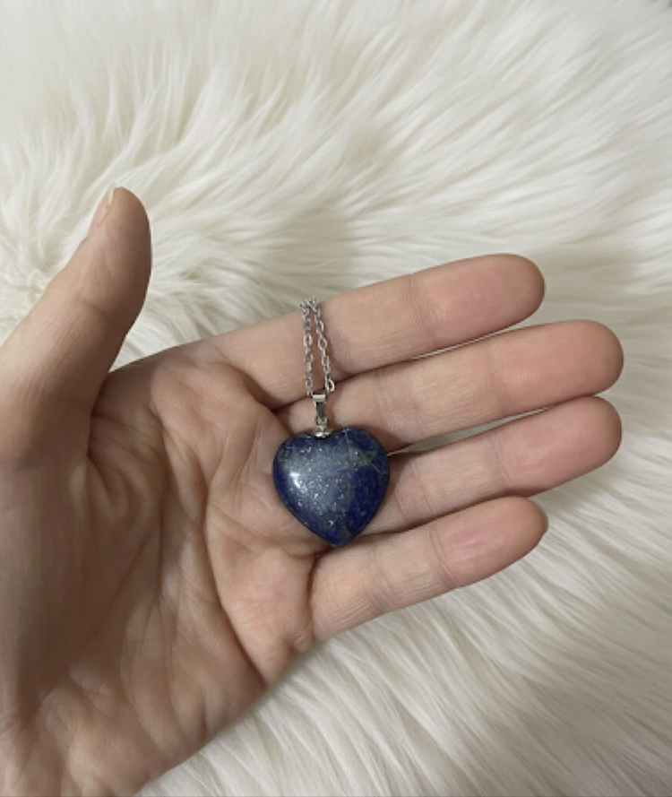 Kalpli Lapis Lazuli Doğal Taş Çelik Kolye
