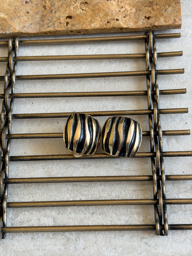 Vintage Black & Gold Küpe 1980s