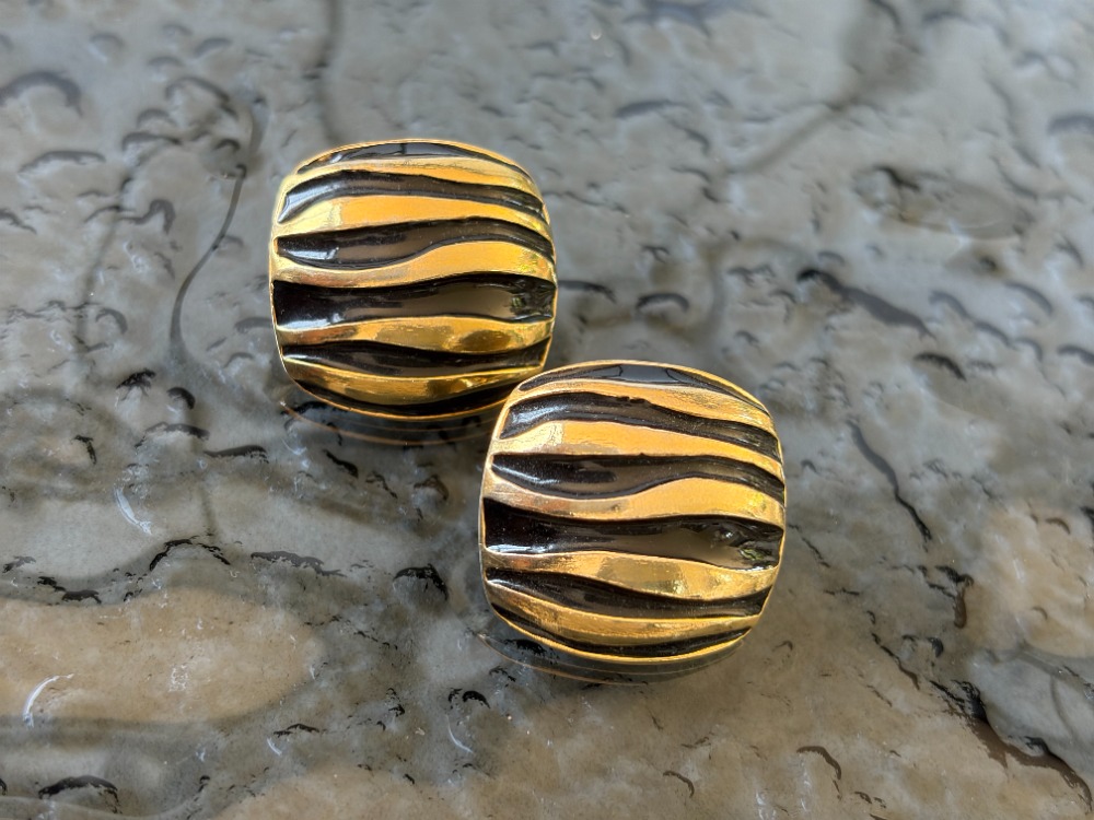 Vintage Black & Gold Küpe 1980s
