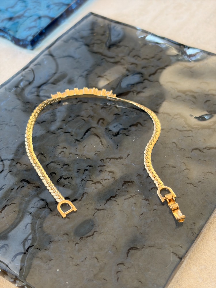 Vintage CHRISTIAN DIOR HERRINGBONE CRYSTAL Bileklik