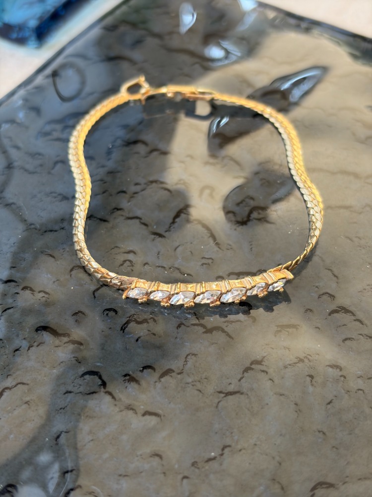 Vintage CHRISTIAN DIOR HERRINGBONE CRYSTAL Bileklik