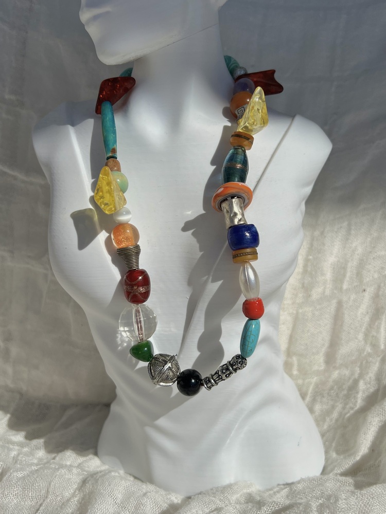 Colorful Boho Necklace with natural stones