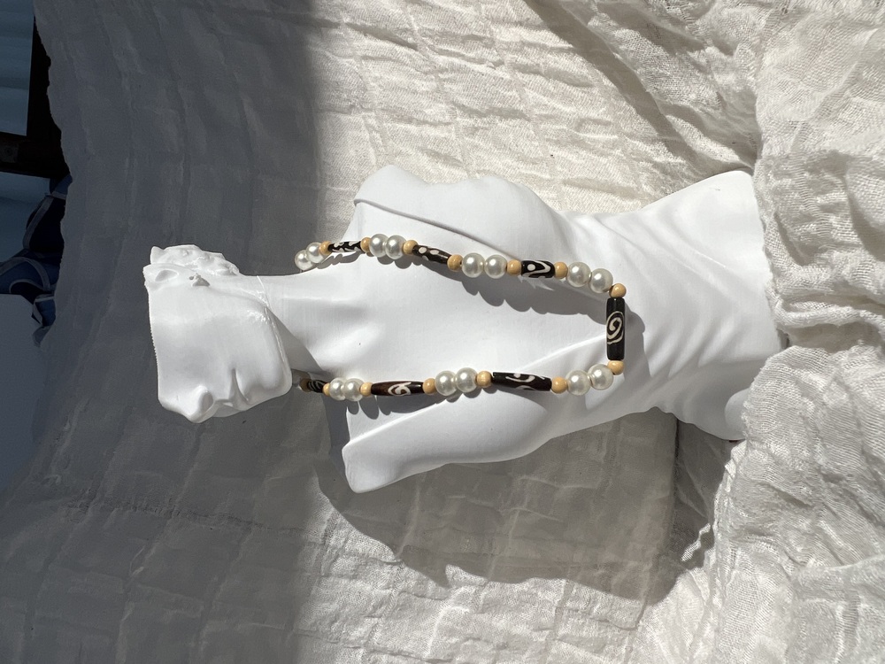 Handmade Necklace with African Beads and Pearl Details