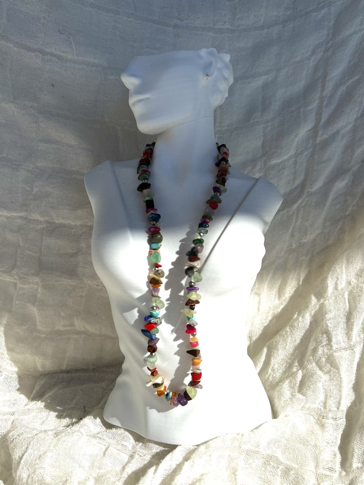 Handmade necklace featuring a unique mix of natural stones