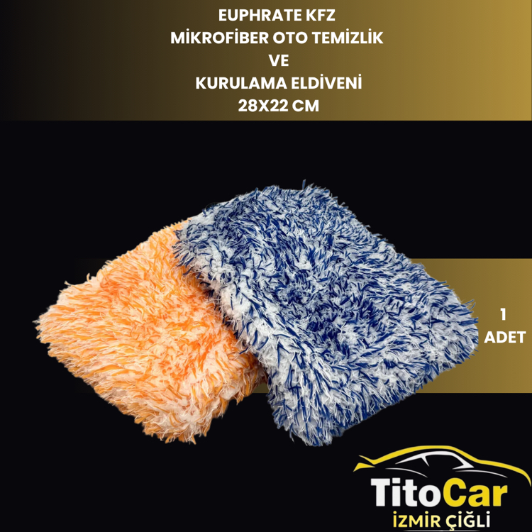 EUPHRATE KFZ MIKROFIBER OTO TEMIZLIK VE KURULAMA ELDiVENi 28X22 CM