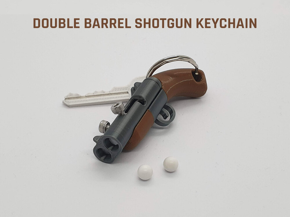 Boncuk Tabancası Anahtarlık - Double Barrel Shotgun