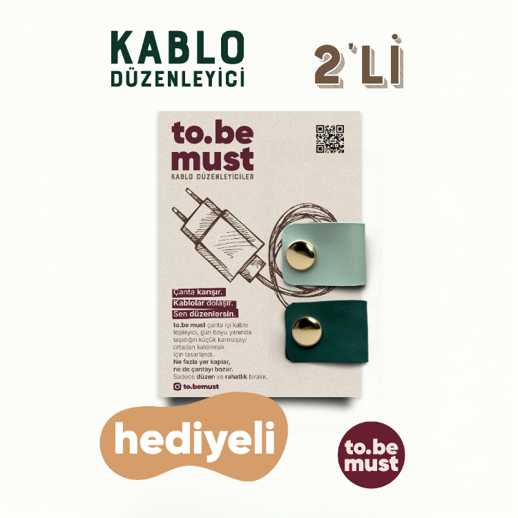 Tobemust 2'Lİ MİNT /HAKİ - Kablo Düzenleyici - 2 Adet -