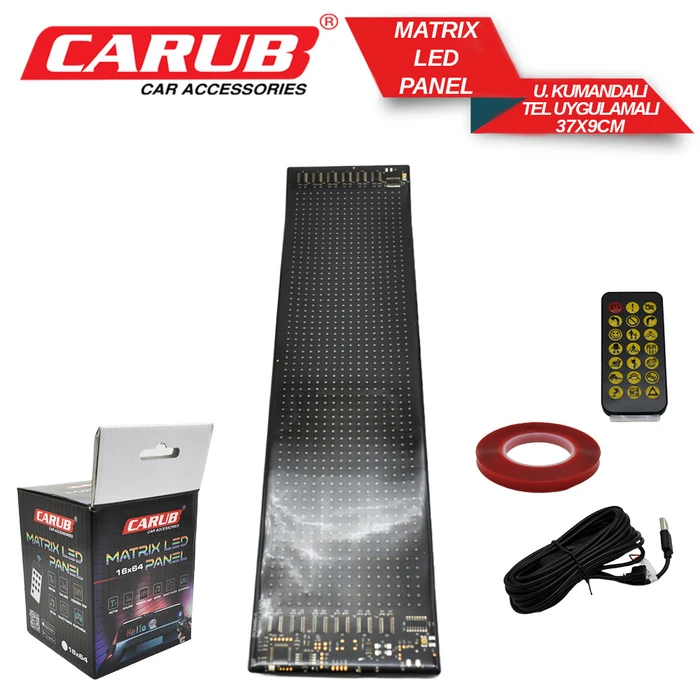 MATRİX PANEL LED 37x9CM UZAKTAN KUMANDALI TELEFON UYGULAMALI 16x64 LED
