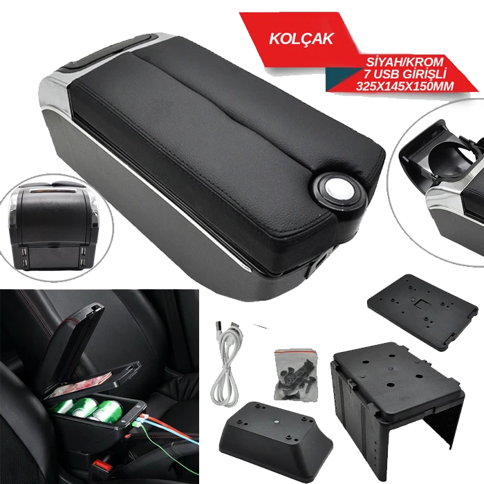 KOLÇAK KOL DAYAMA ÇOK FONK. 7 USB Lİ SİYAH ÇİFT AÇILIR