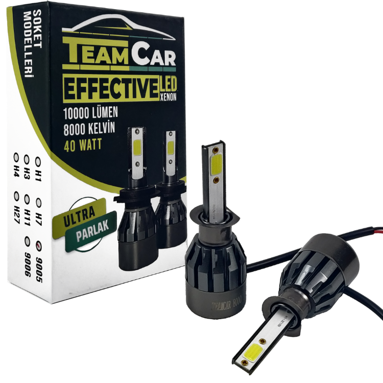 EFFECTIVE H1 LED XENON 12V-24V KISA FÜME COP 40W 10000LM 8000K