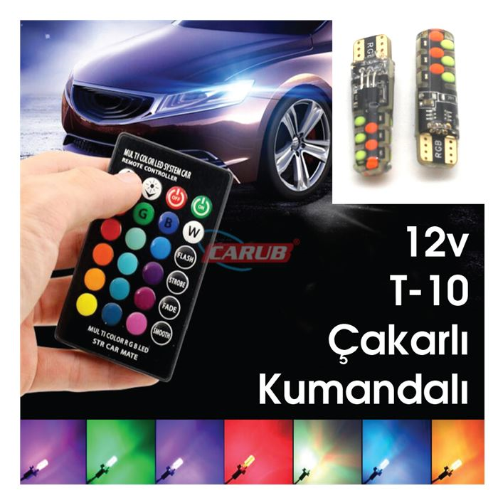 	T10 LED AMPUL KUMANDALI RGB ÇOK FONSİYONLU