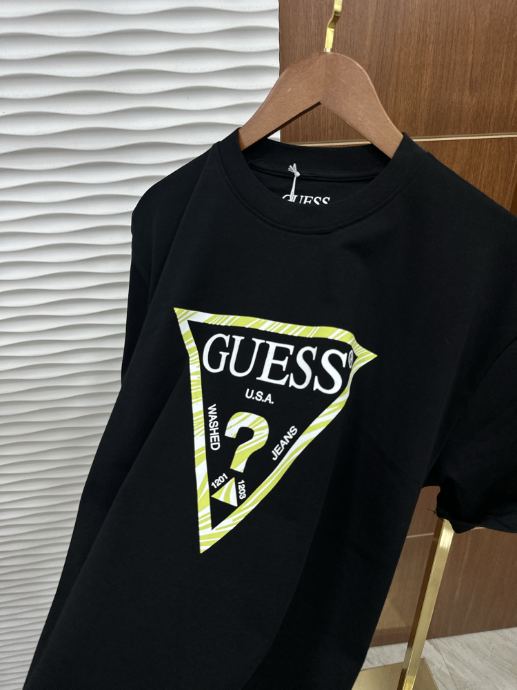 GUESS Baskılı İthal Siyah Tişört