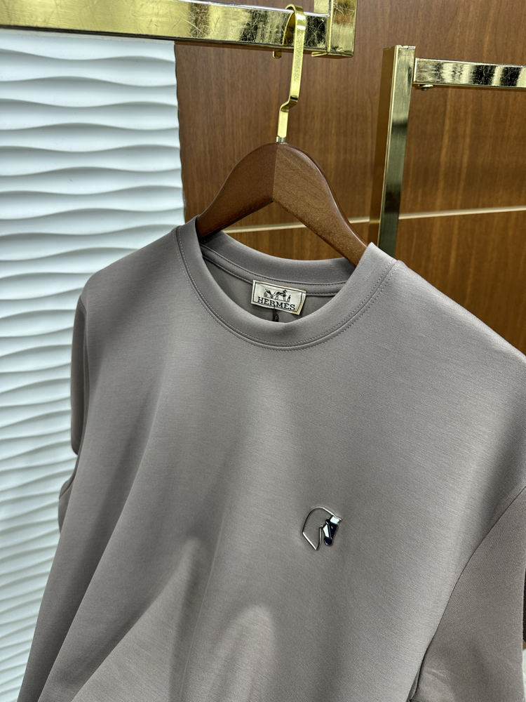 HERMES At Logo Detaylı Oysho Kumaş İthal Bej Tişört