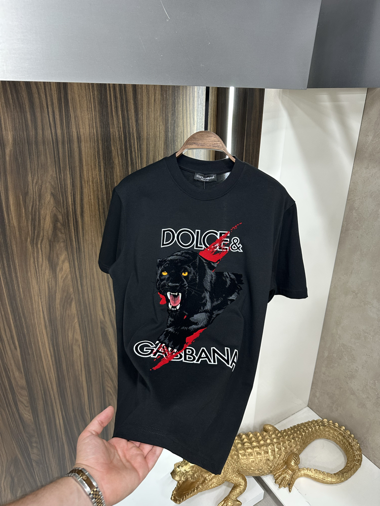 DOLCE GABANNA Flok Basklı İthal Siyah Tişört