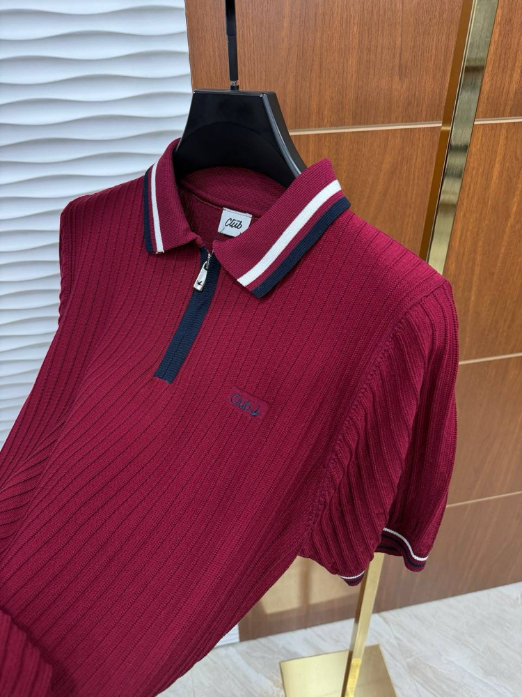 BEYMEN Yarım Fermuarlı İthal Bordo Triko
