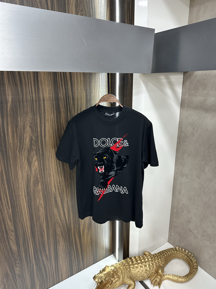 DOLCE GABANNA Flok Basklı İthal Siyah Tişört