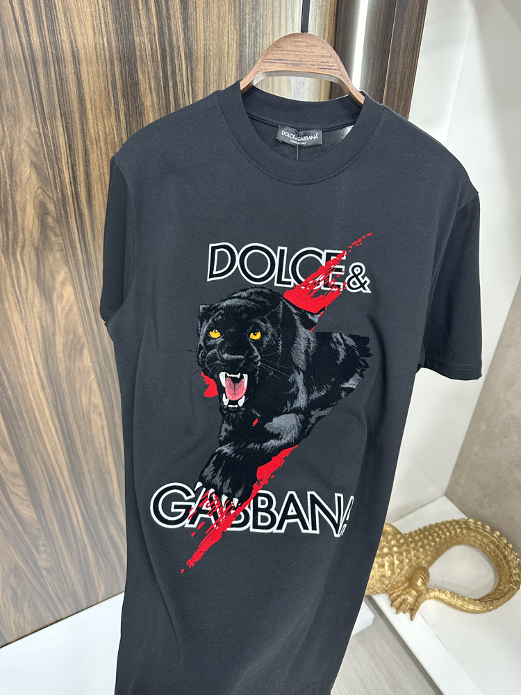 DOLCE GABANNA Flok Basklı İthal Siyah Tişört