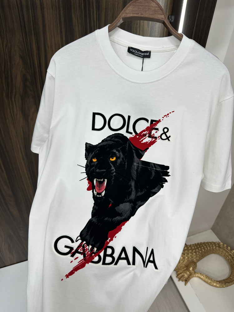 DOLCE GABANNA Flok Basklı İthal Beyaz Tişört