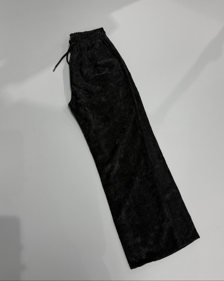 Siyah baggy kadife pantolon