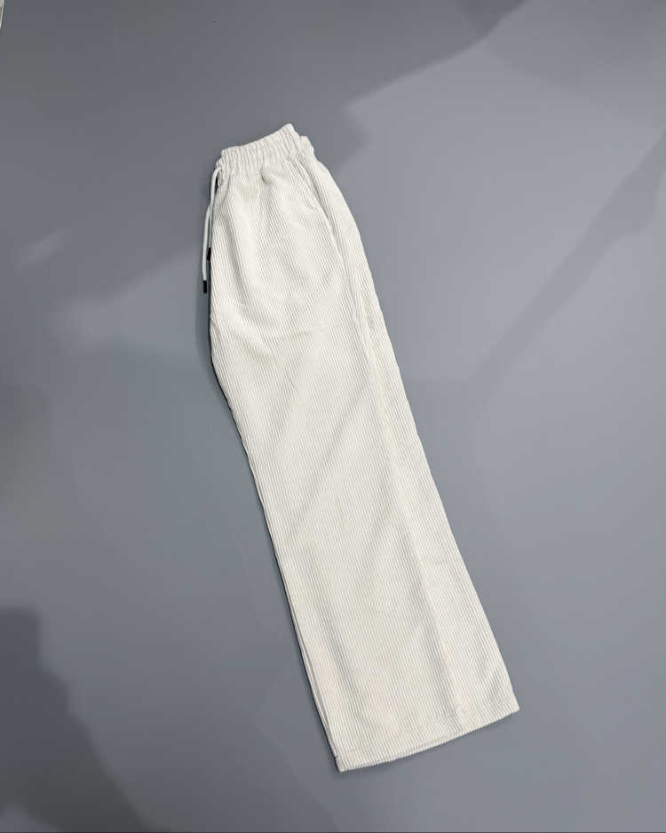 Krem baggy kadife pantolon 