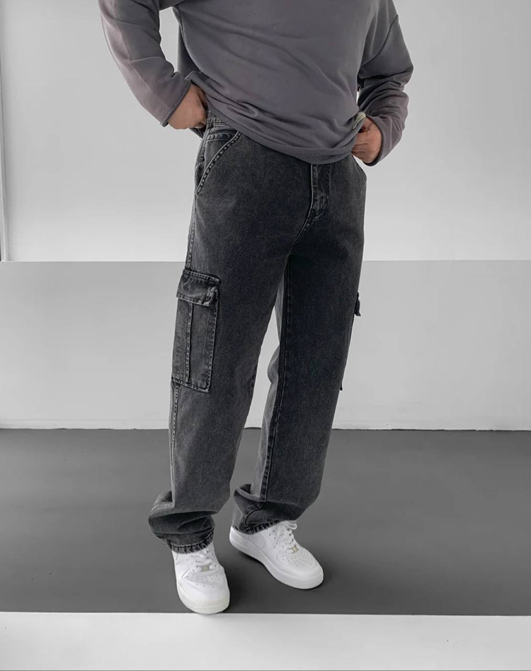 Füme baggy Kargo cepli pantolon 