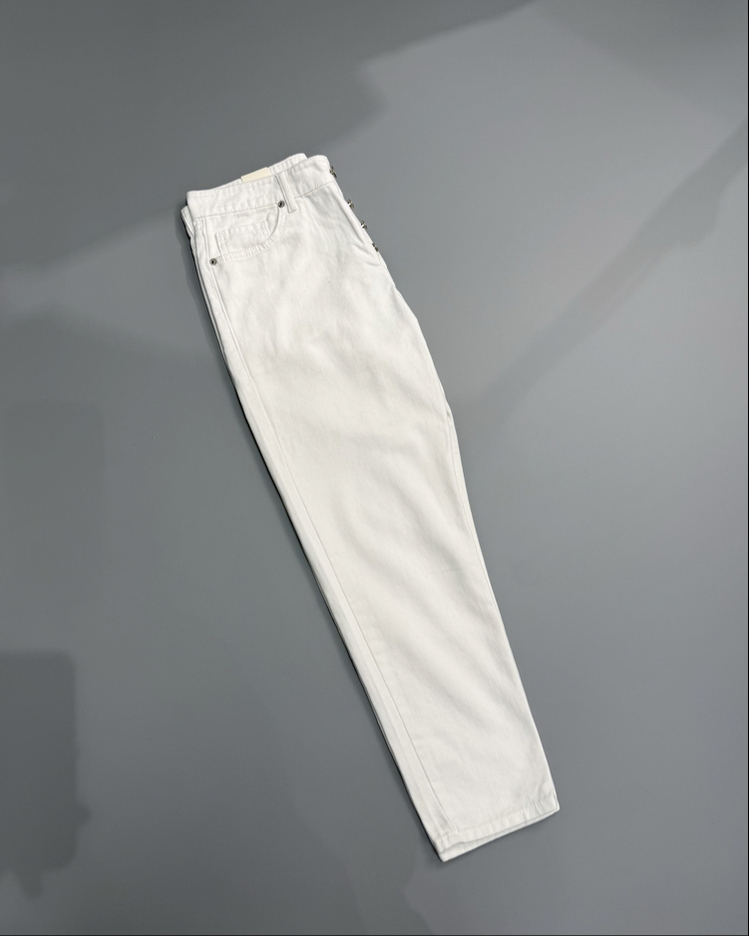 Beyaz boyfriend Gabardin pantolon 