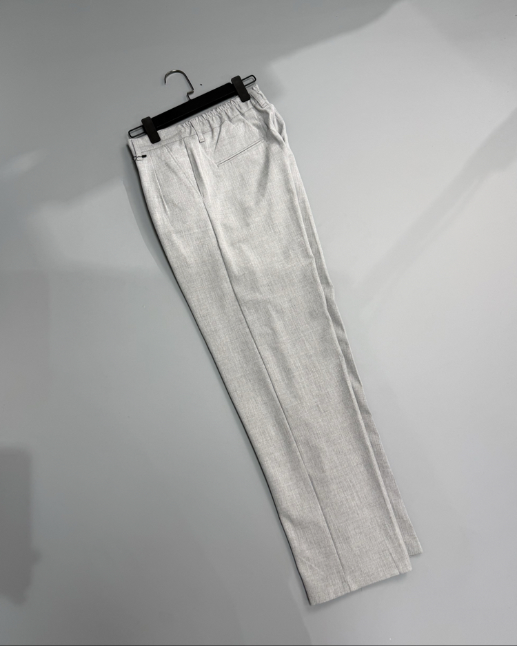 Baggy gri pileli kumaş pantolon