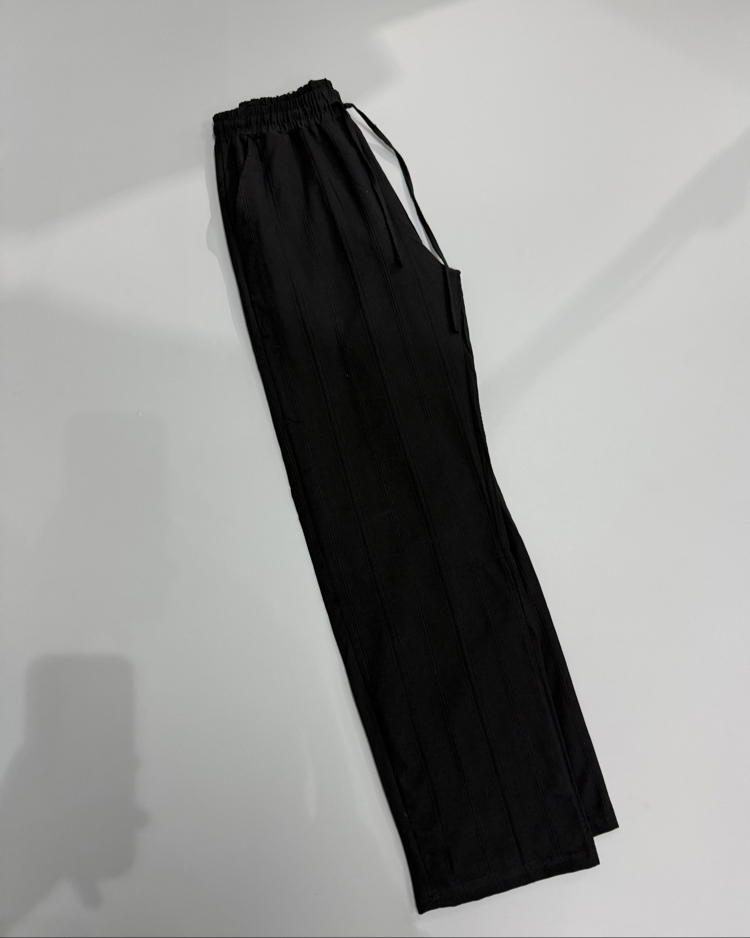 Siyah tasarım keten pantolon