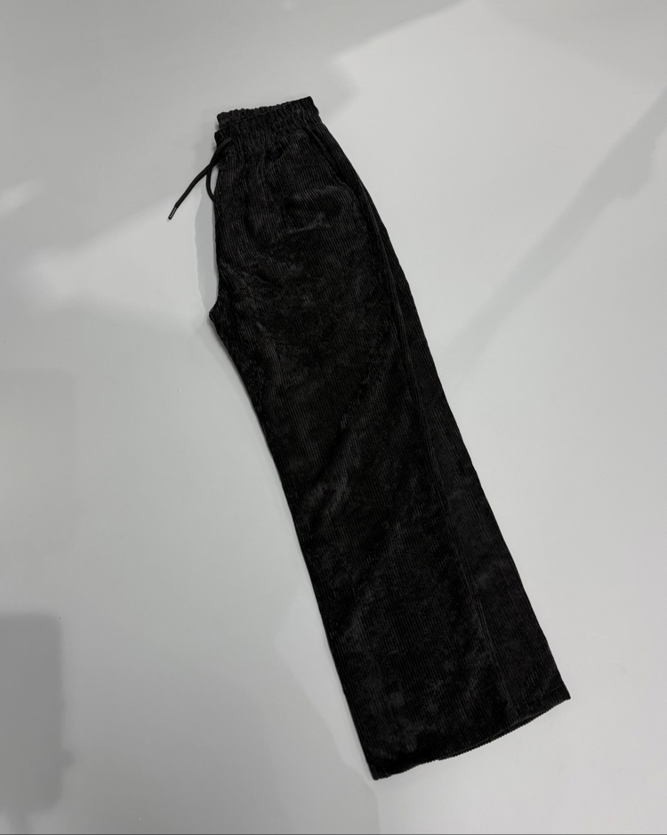 Siyah baggy kadife pantolon