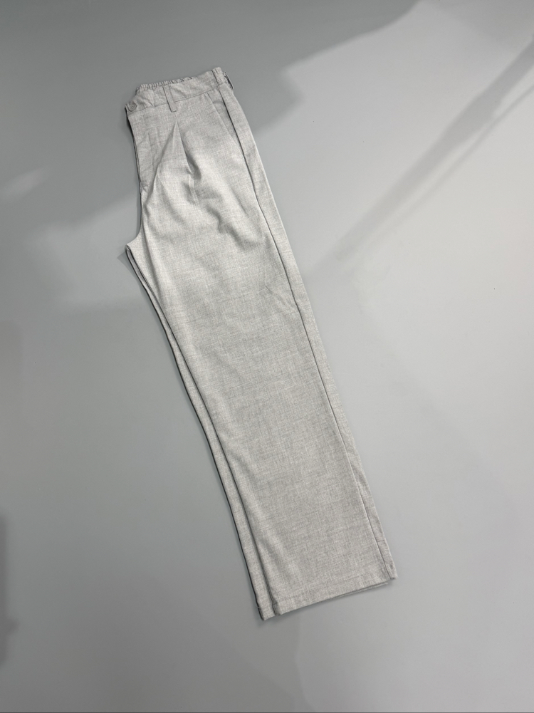 Gri baggy pileli kumaş pantolon 