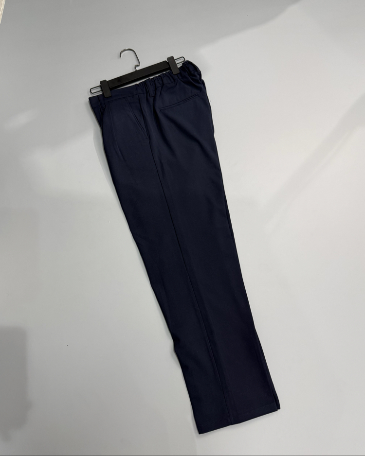Lacivert baggy pileli kumaş pantolon