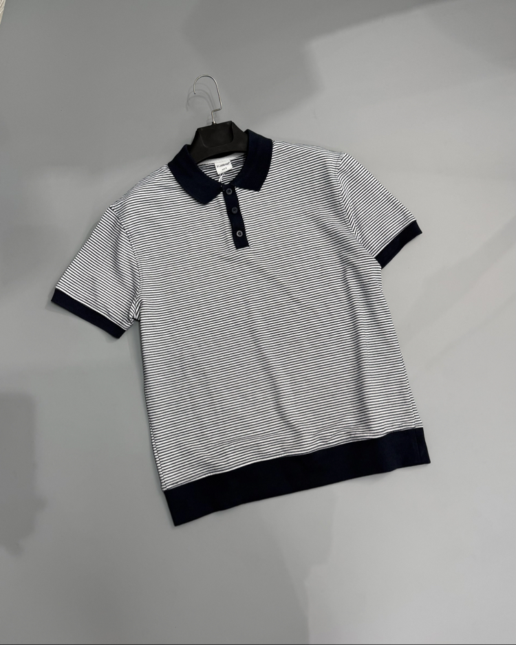Lacivert ekru polo yaka
