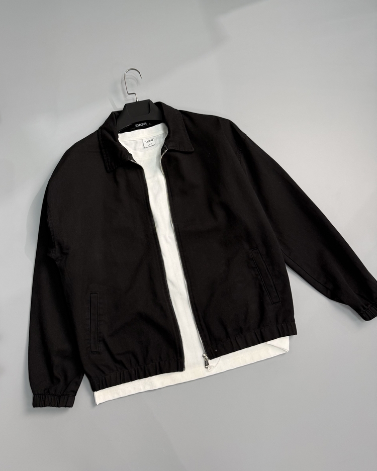 Siyah oversize Gabardin ceket 