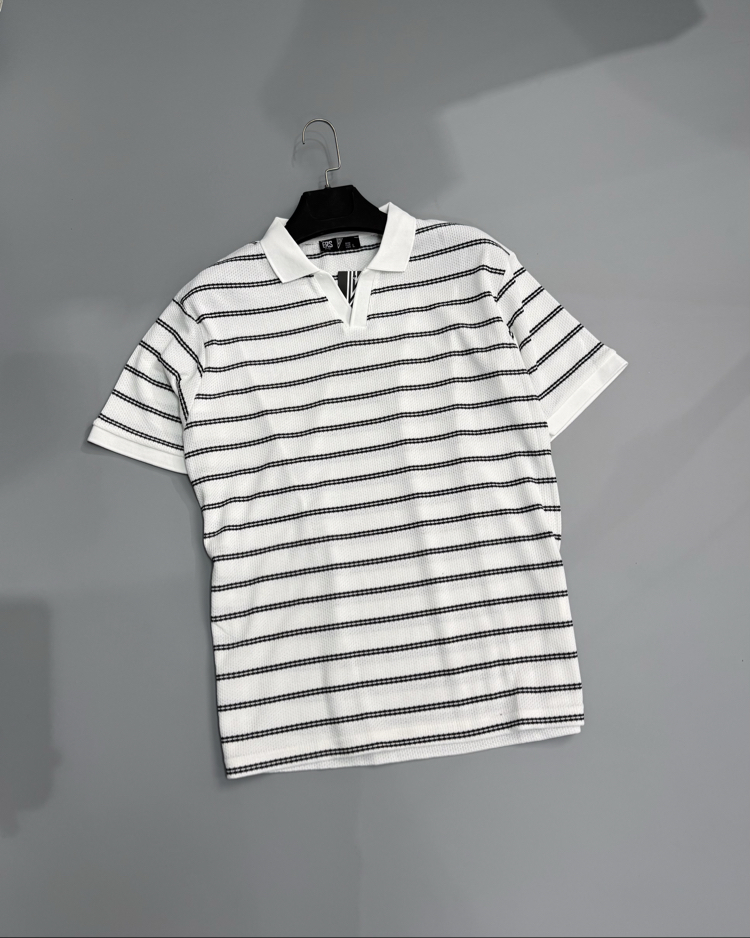 Ekru siyah polo yaka 