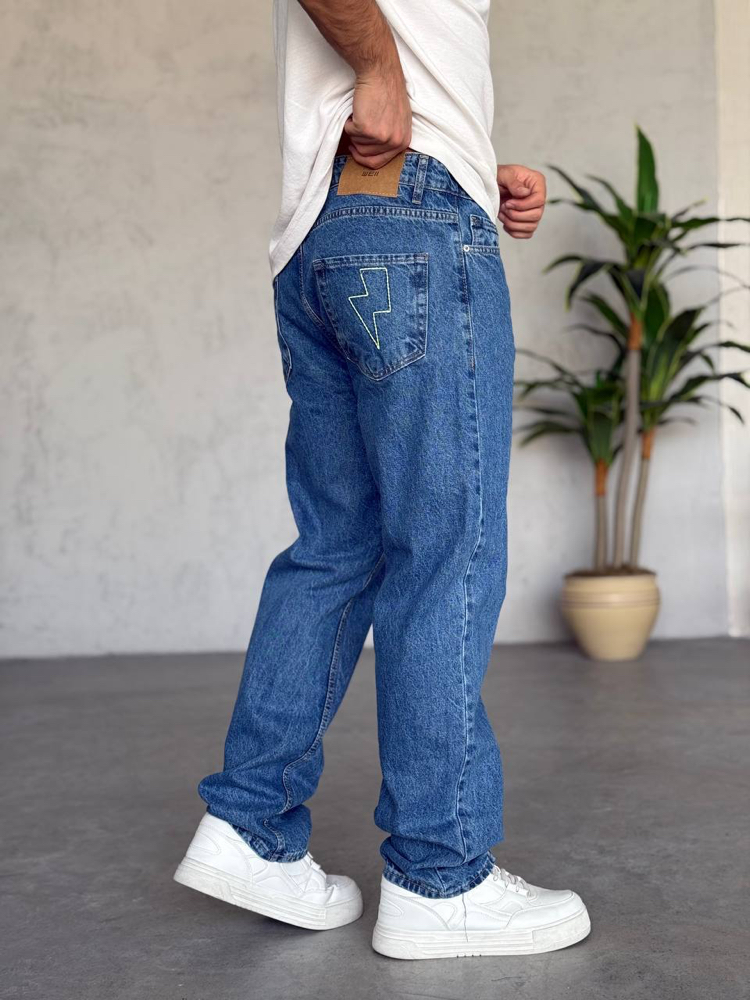 Mavi baggy tasarım jean pantolon