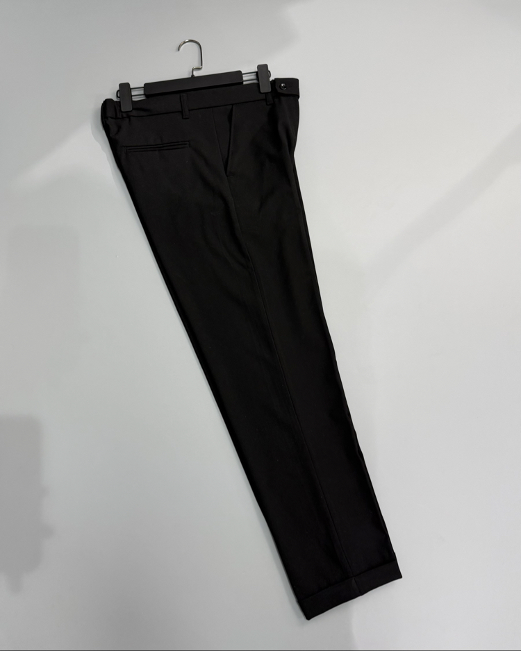 Siyah duble paça kumaş pantolon 