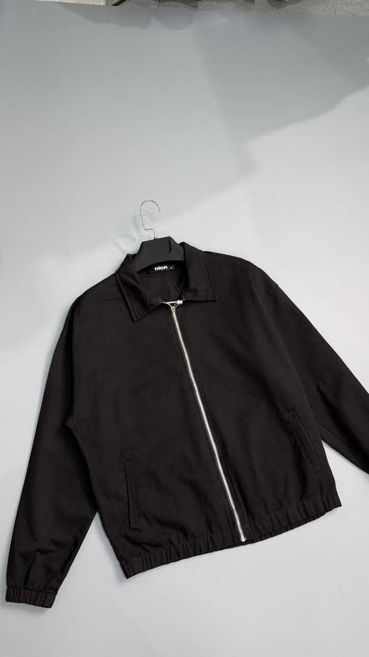 Siyah oversize Gabardin ceket 