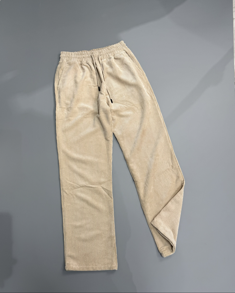 Bej baggy kadife pantolon