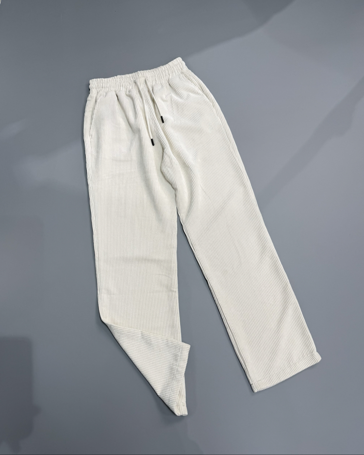 Krem baggy kadife pantolon 