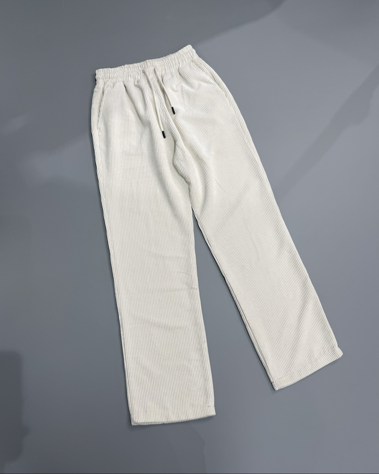 Krem baggy kadife pantolon 