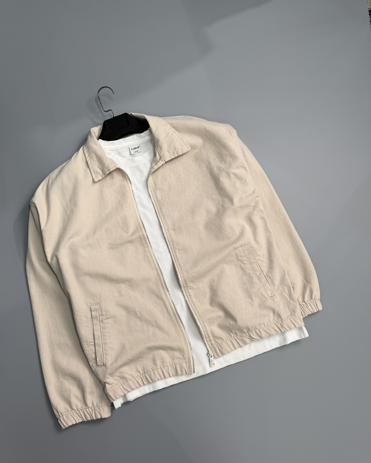Krem oversize Gabardin ceket