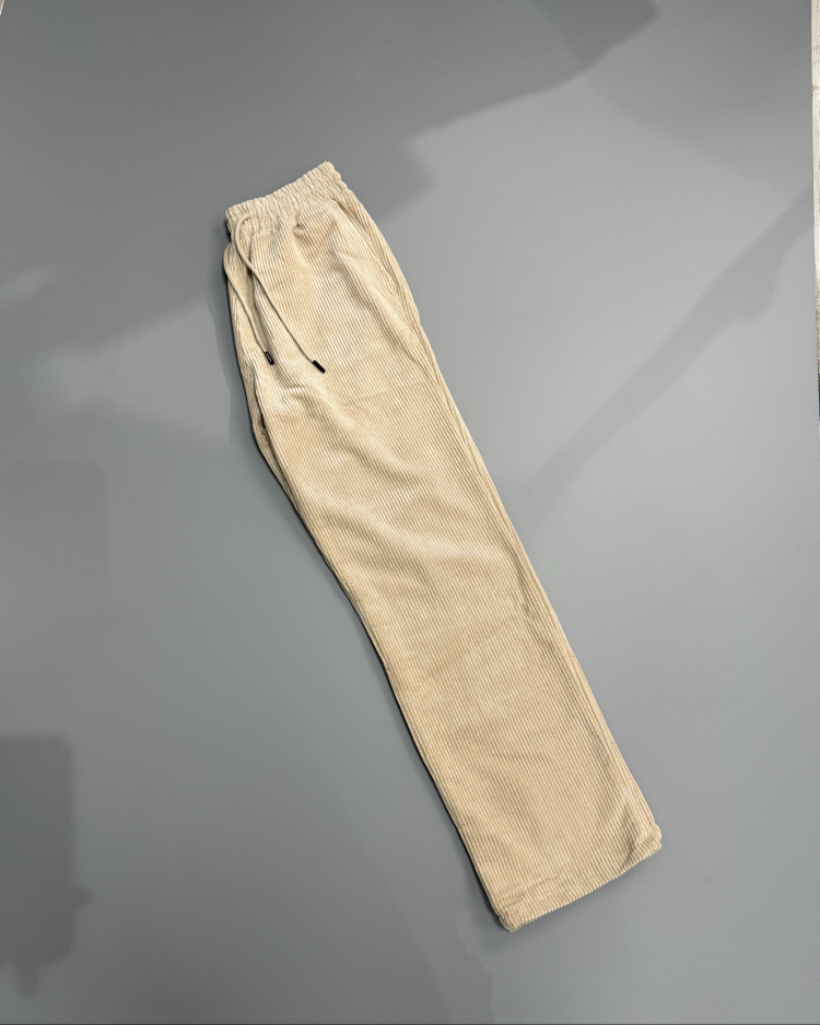 Bej baggy kadife pantolon
