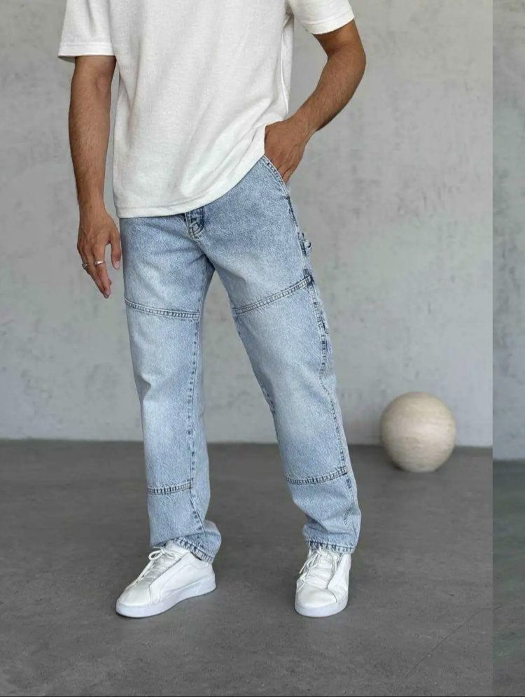 Açık mavi baggy tasarım pantolon