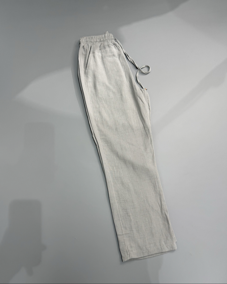 Gri baggy keten pantolon
