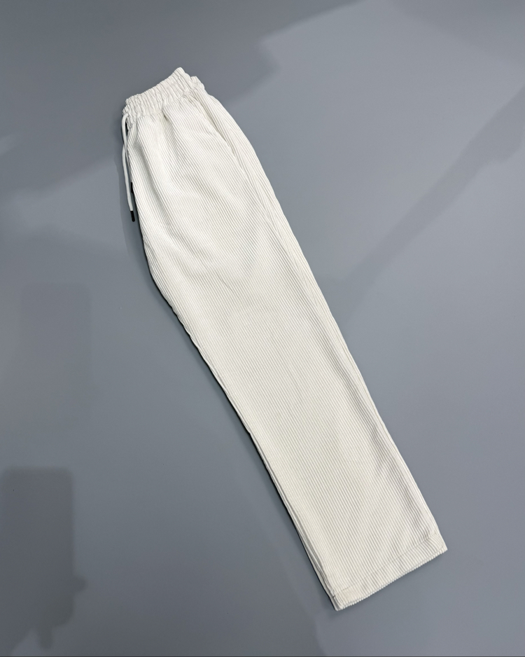 Krem baggy kadife pantolon 